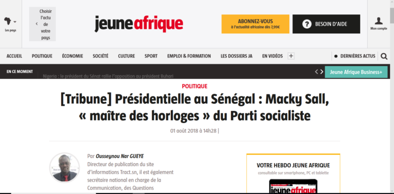 ‘PS mackyllé’ : JeuneAfrique.com publie la tribune de notre directeur de publication Ousseynou Nar Gueye