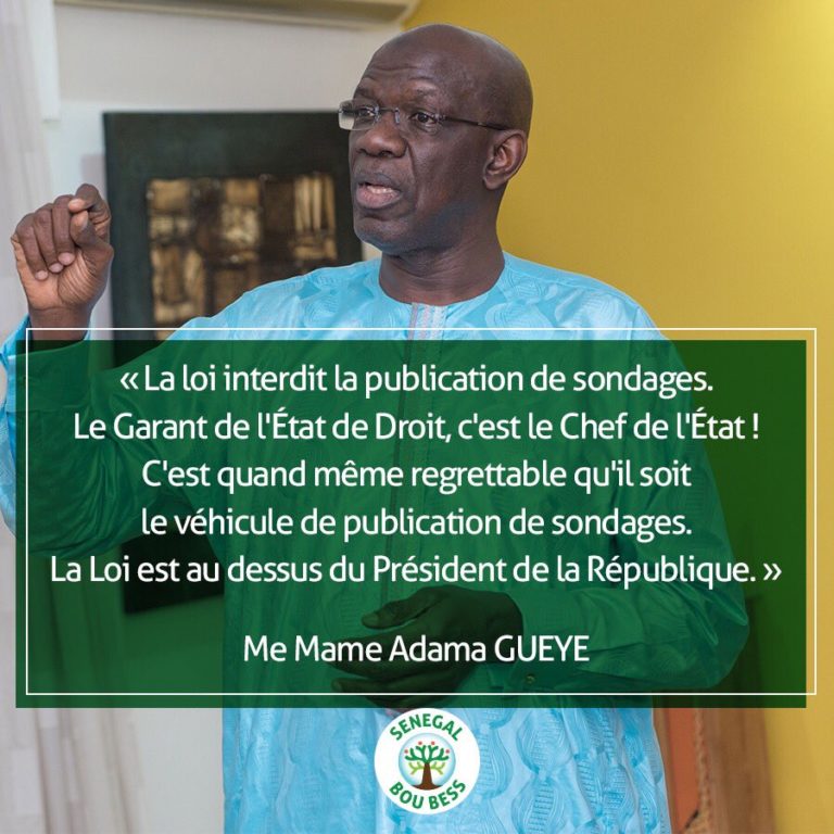 54%: Mame Adama Gueye s’insurge contre la mention de sondages par Macky Sall