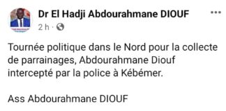En tournée dans le Nord : Dr Abdourahamne Diouf intercepté par la police