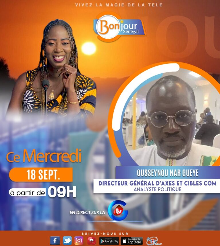 Ousseynou Nar Gueye sur ‘Bonjour Sénégal’ de Global Télévision Sénégal (GTV), en sa qualité de ‘BMW’ (Birima Mangara Woleuré) et de membre du camp présidentiel élargi du PR Diomaye