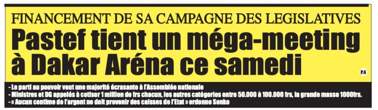 [LE BIAIS D’O.N.G] Meeting ce samedi à Dakar Arena :  PASTEF EN PRÉ-CAMPAGNE ILLÉGALE (Par Ousseynou Nar Gueye)